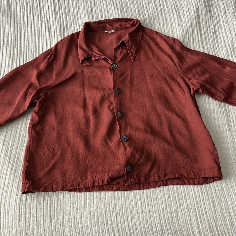 CP Shades top, button up size medium burnt orange color - Picture 3 of 8